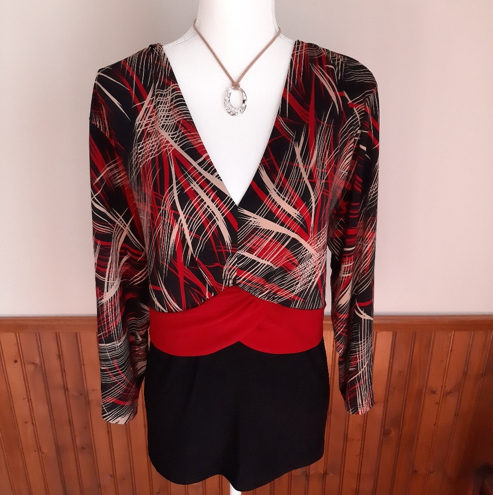 NWT Stephen and Casey Red/Black Blouse size 3X